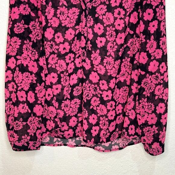 MILLY Blouse Shirt Size 8 Pink Black Brooke Floral Print Chiffon $210 - Picture 5 of 9